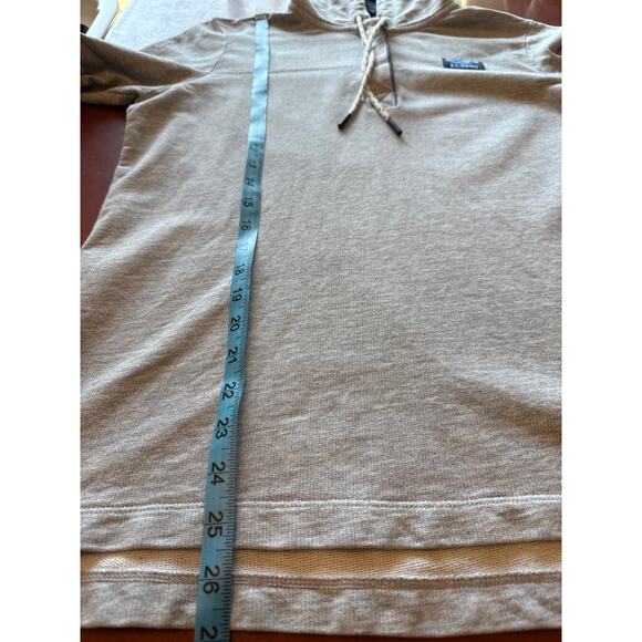 LL Bean 1/4 Button Hoodie Pullover Gray Navy Cotton Sz M Hooded Top - Picture 4 of 8